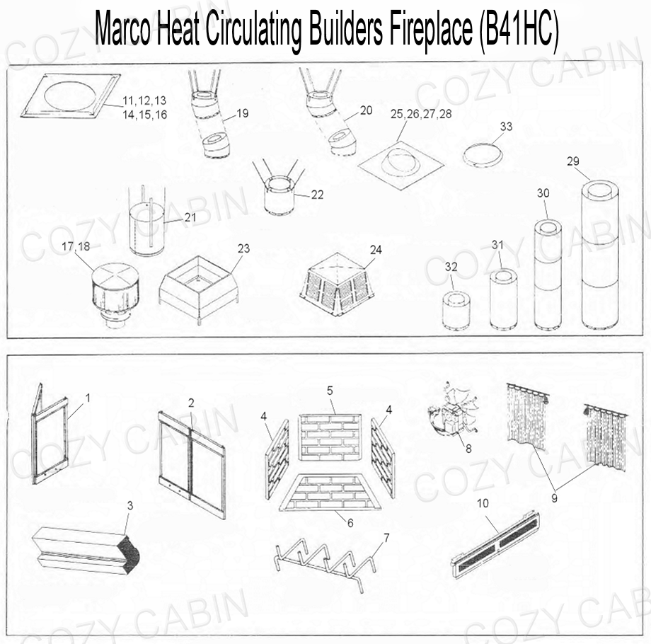 Marco Heat Circulating Builders Wood Fireplace (B41HC) #B41HC